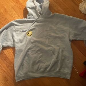 Focus on the good things blue sweatshirt with smiley face